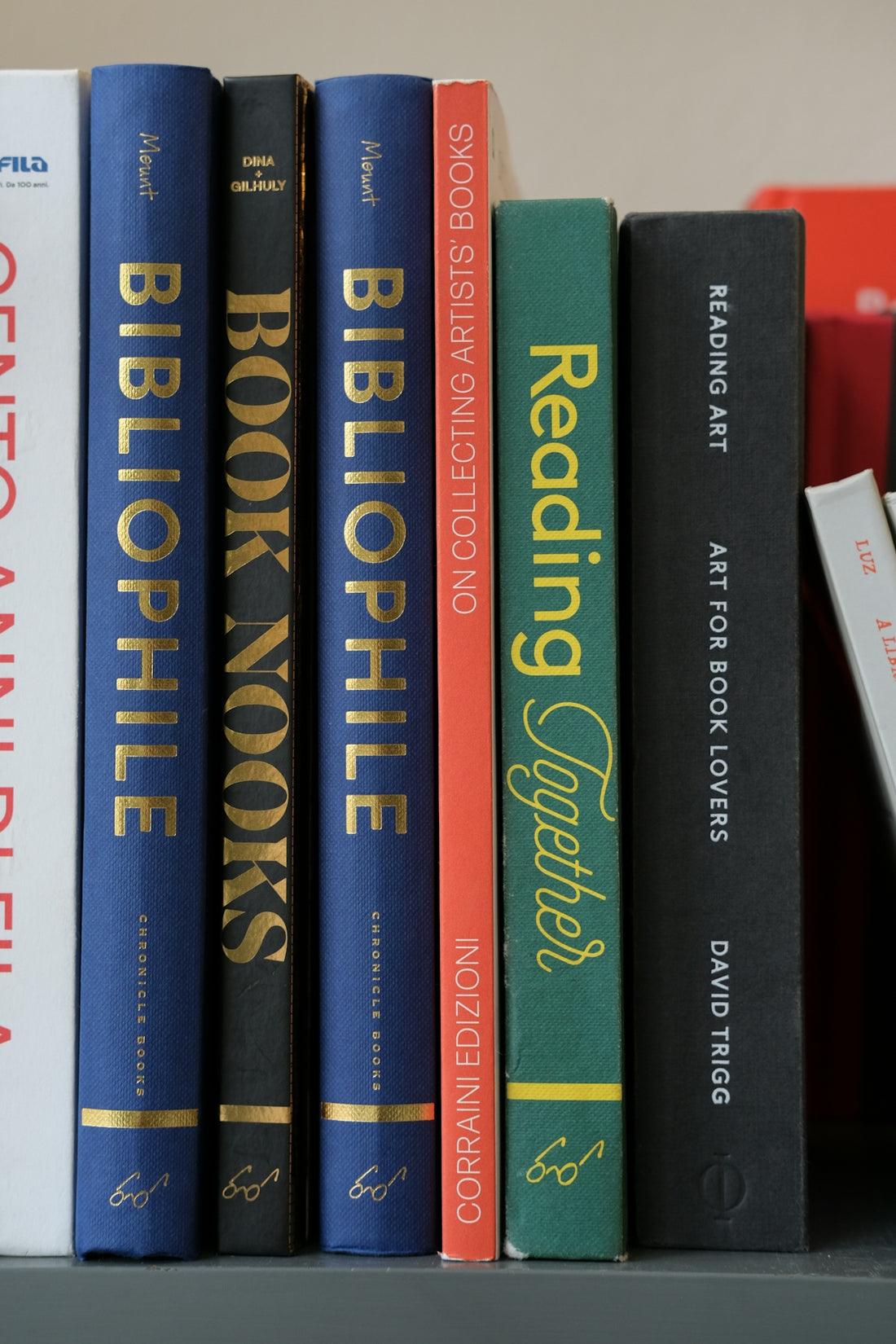 A row of books on a shelf.