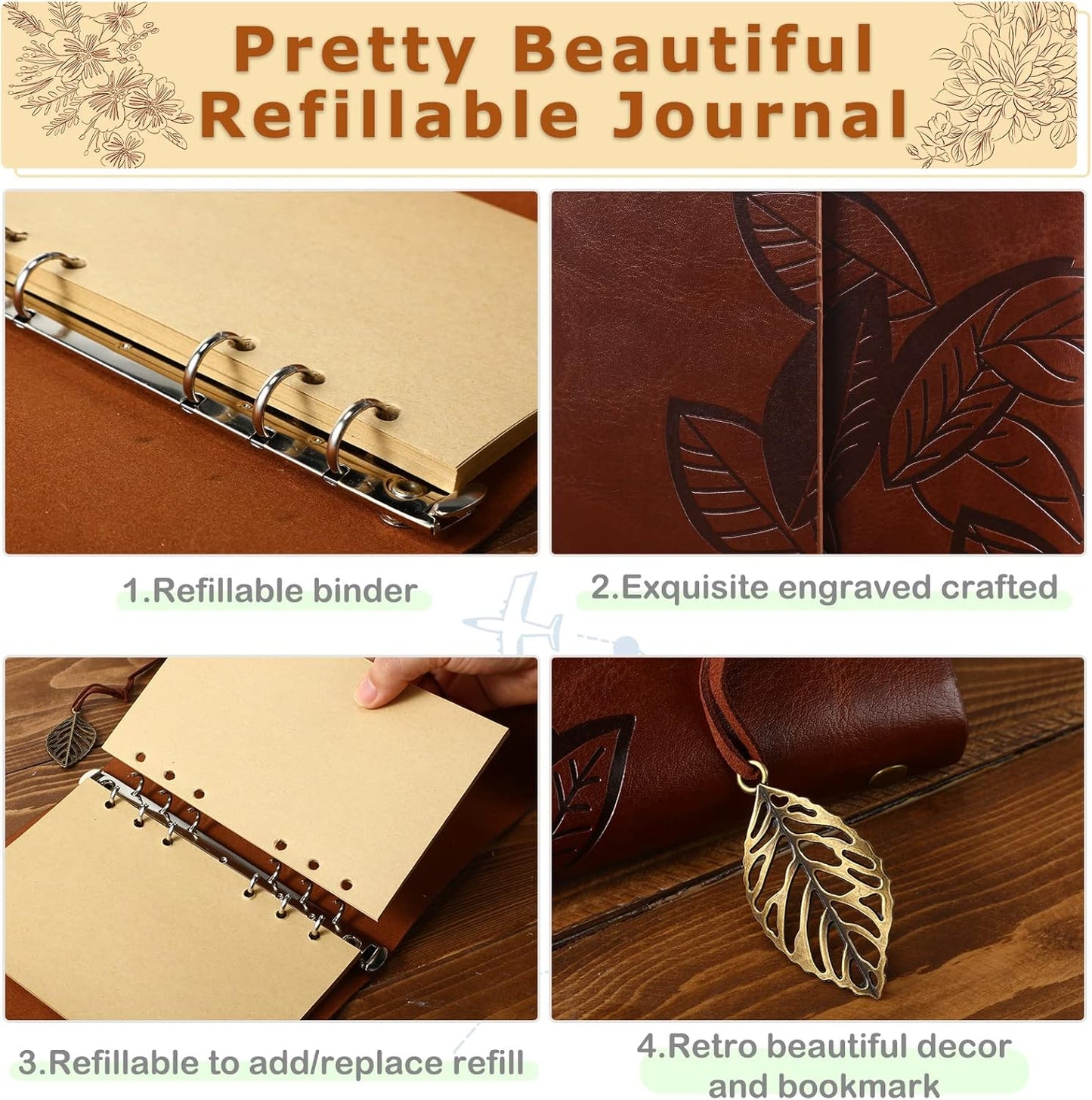 Bookish Leather Vintage-Style Journal Notebook - Ocean Breeze