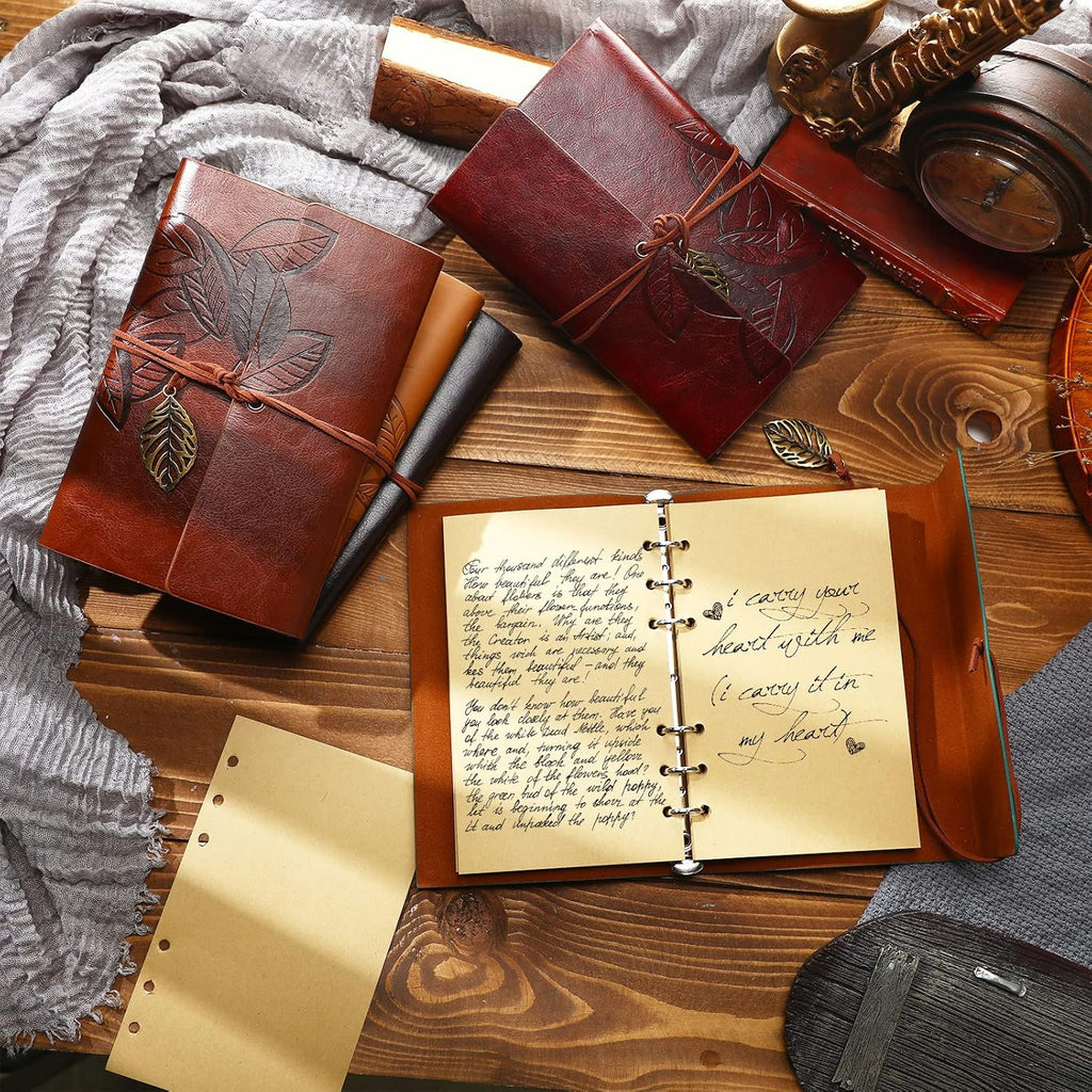 Bookish Leather Vintage-Style Journal Notebook - Vintage Oxblood