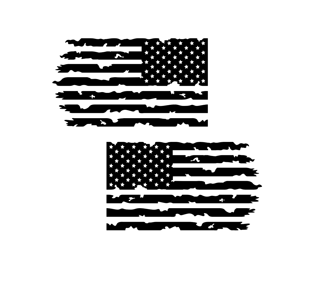 2 x Reflected (18" x 32") Distressed American USA US Flag Truck Tailgate Vinyl Decal Sticker